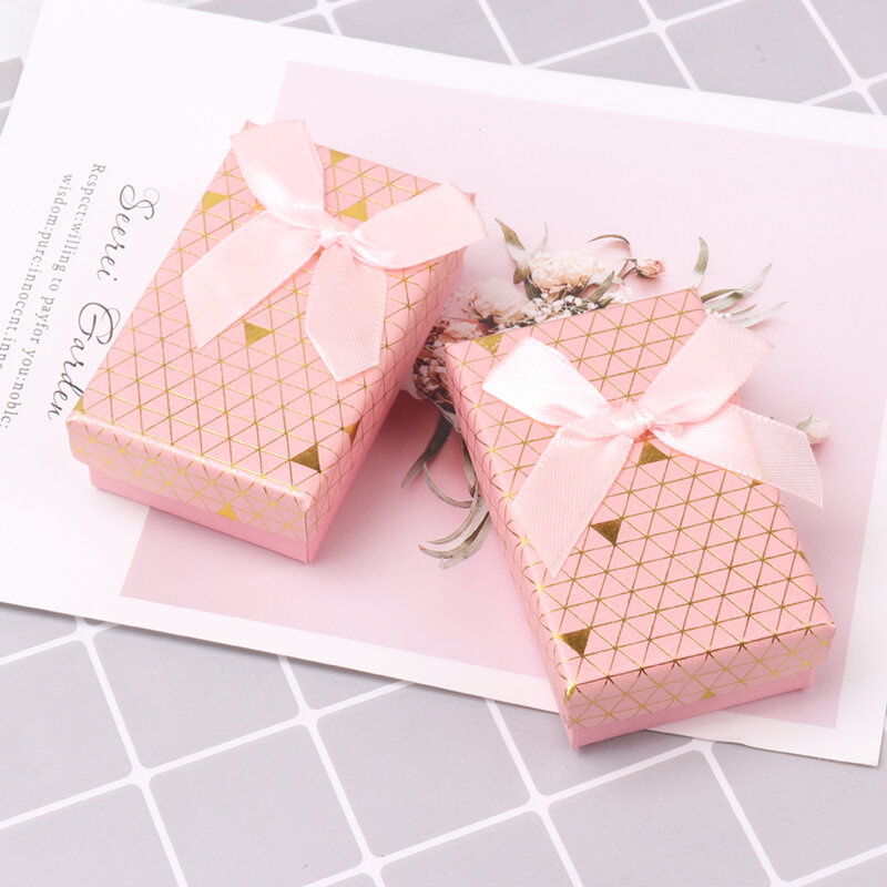 5x8x cm 다채로운 종이 보석 상자 리본 웨딩 귀걸이 반지 상자 보석 세트 파티 저장 포장 선물 상자, 12 개