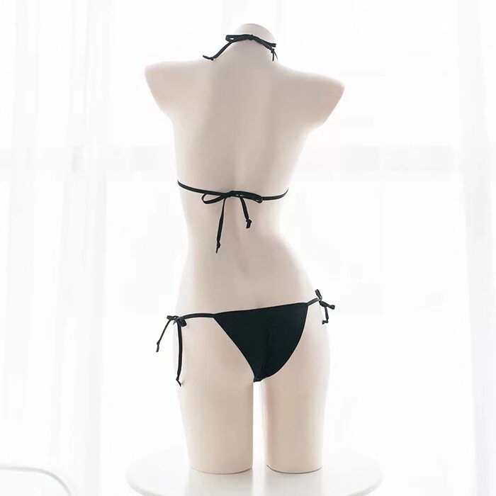Amine-Conjunto de Bikini para niñas, de estilo japonés traje de baño, Bandage con cuello Halter, cintura baja, Sexy