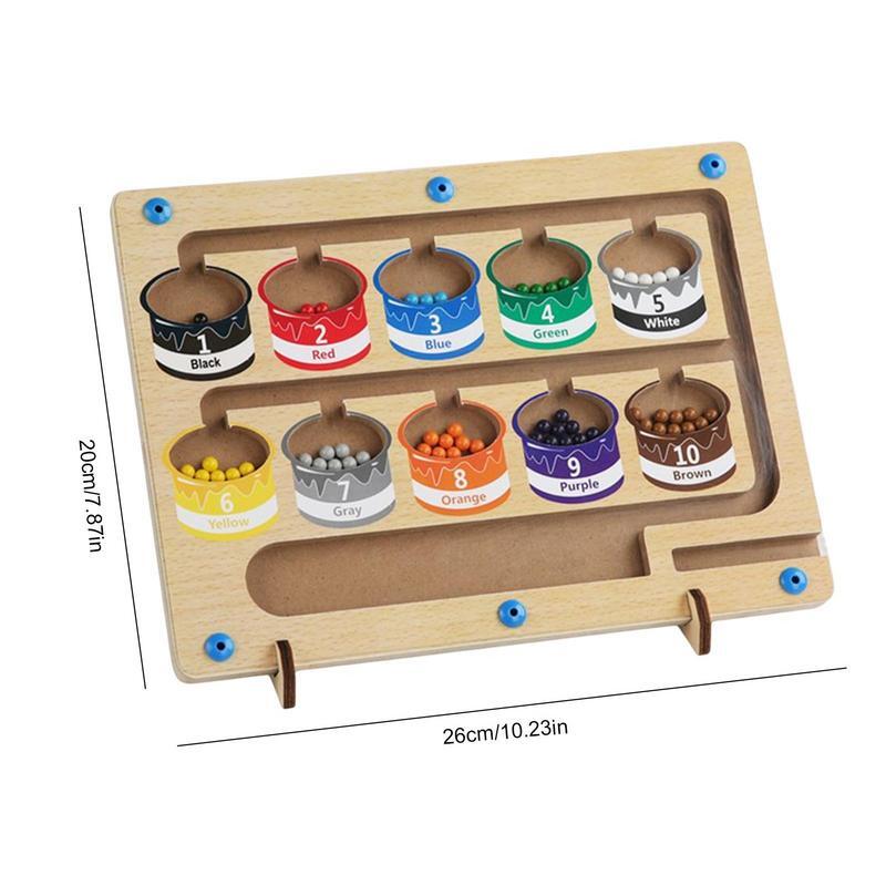 Wooden Magnetic Color Number Maze With 55 Beads Baby Montessori Educational Children Toys Color Recognition Game Gift For Kids
