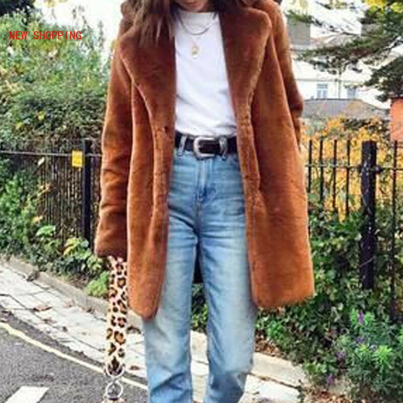 Płaszcz zimowy kobieta 2022 jesień długie płaszcz ze sztucznego futra damskie ciepłe futro pluszowa kurtka kobiece pluszowe pluszowy płaszcz Plus Size Outwear damski