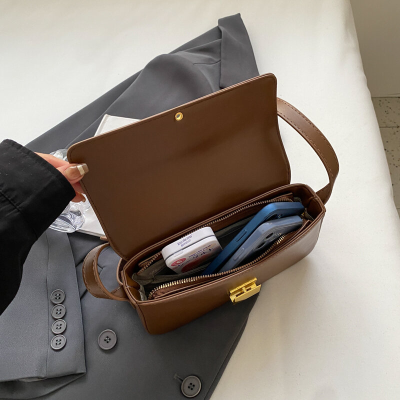 حقيبة صغيرة بو الجلود رسول للنساء ، وحقيبة يد رفرف بسيطة ، حقائب الكتف خمر ، مصمم حقيبة كروسبودي ، ذات جودة عالية