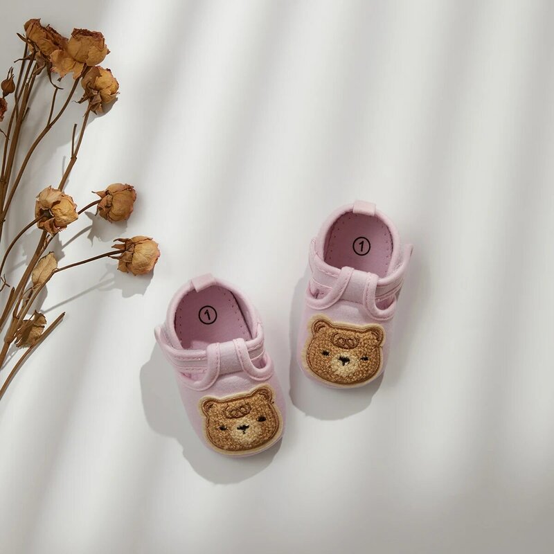 Кеды VISgogo детские Нескользящие, плоская подошва, мультяшный медведь, повседневные прогулочные туфли для мальчиков и девочек 0-18 месяцев