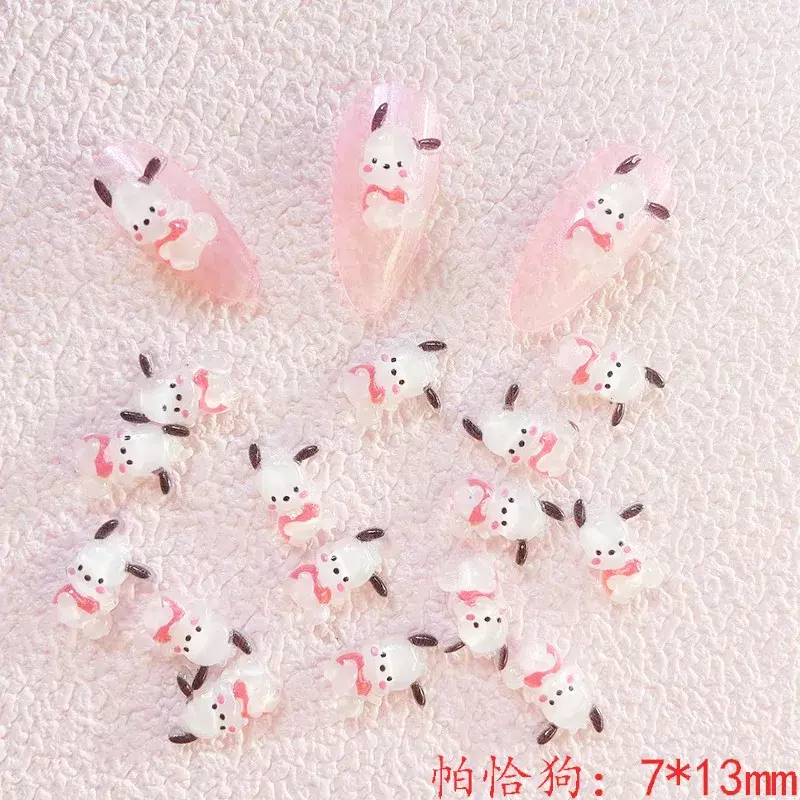 20pcs Hello Kitty Y2k Fake Nail Stickers Sanrio Anime Kuromi MyMelody DIY Kawaii Parts Jewelry Accessories Cartoon Toy Gift