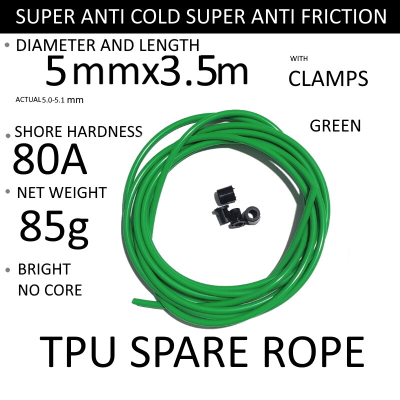 NEVERTOOLATE-Cuerda de repuesto de PVC TPU 3, 3,5 metros de longitud, 80A, 90A, dura y suave, 5mm, 6mm, sólida, no se enreda