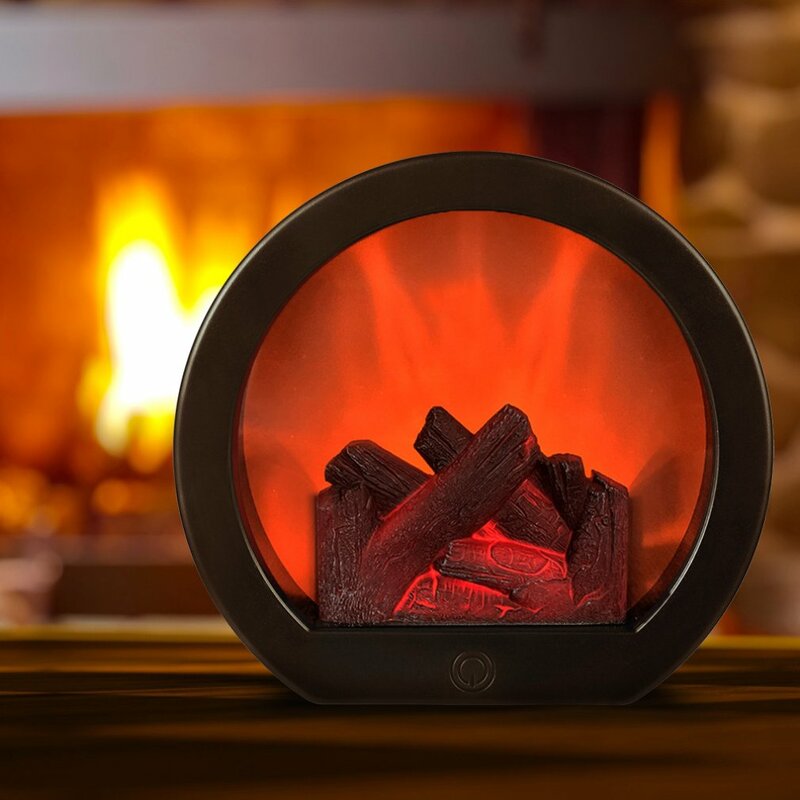 Flame Night Light LED Fireplace Lamp Flame Dynamic Lantern Lamp Simulation Fireplace Christmas Atmosphere Courtyard Home Decor