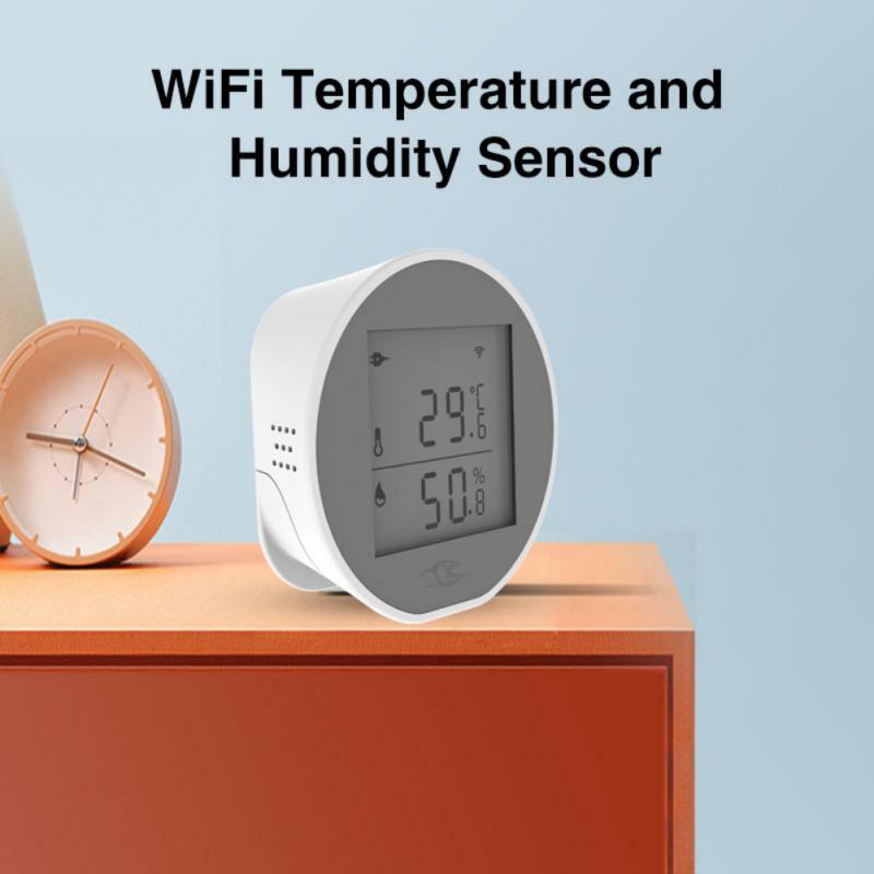 مستشعر درجة الحرارة والرطوبة الذكي من RYRA Tuya مزود بتقنية WIFI ومقياس للرطوبة في الأماكن المغلقة مع شاشة عرض LCD يدعم Alexa Google Home