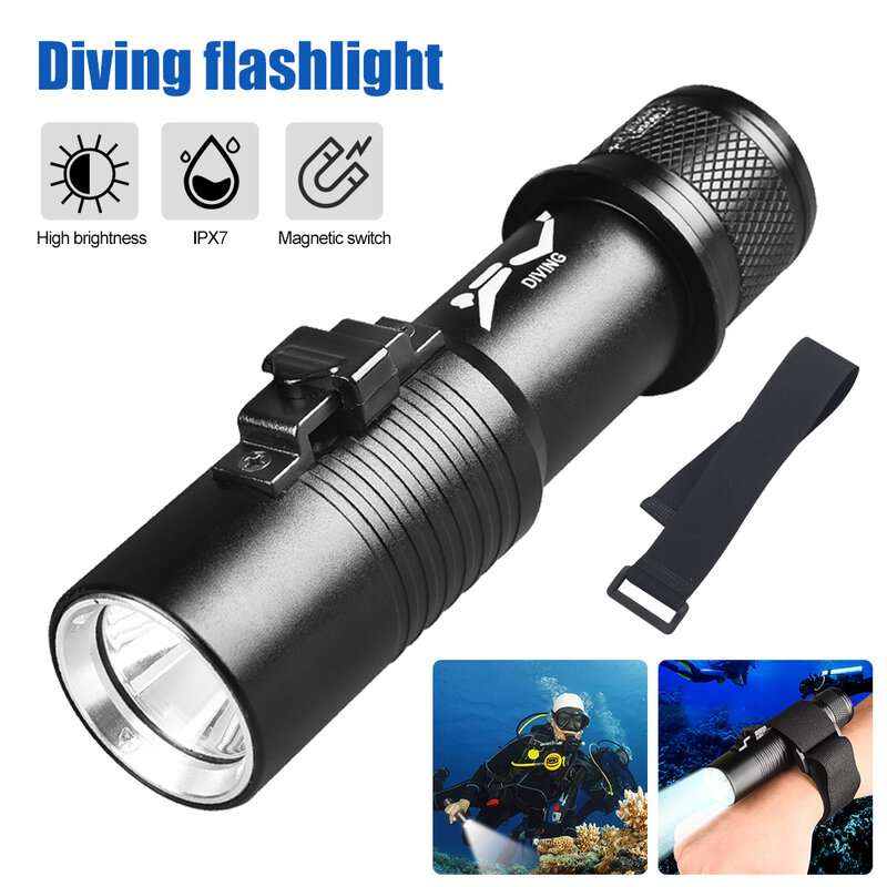 Professional Diving Light Most Powerful T6 Flashlight Underwater Scuba Dive Torch IP68 Waterproof Hand Lamp Using 18650 Battery