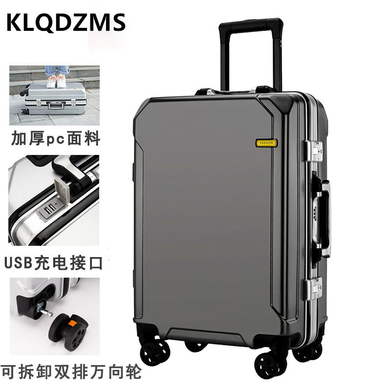 KLQDZMS-신제품 남성용 대용량 PC 트롤리 케이스, 일본 여학생 알루미늄 프레임 탑승 상자 롤링 가방