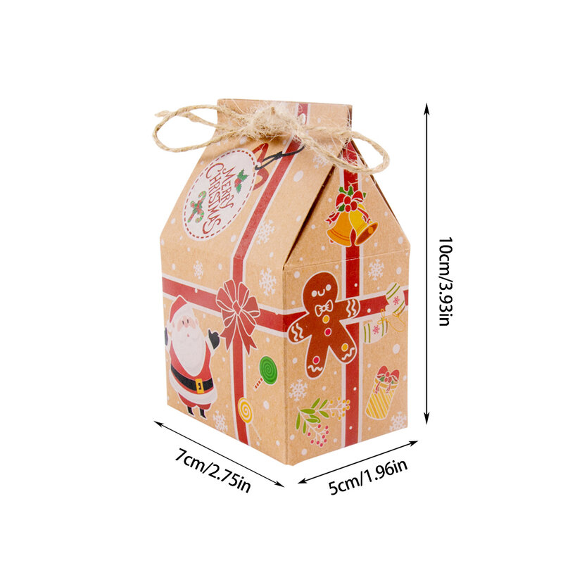 Kraft Paper Christmas Candy Box, Casa Shape Gift Bag, Santa Xmas Tree, Snowman Gift Boxes, Xmas, Ano Novo, Favor Box, 10pcs