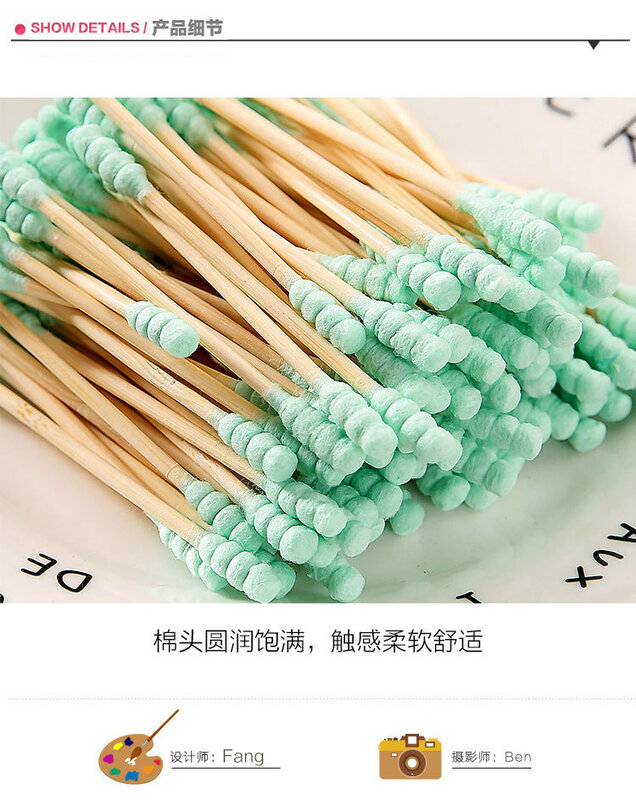 100Pcs Double Head Cotton Swab Sticks Female Makeup Remover Cotton Buds Tip For Medical Nose Ears Cleaning