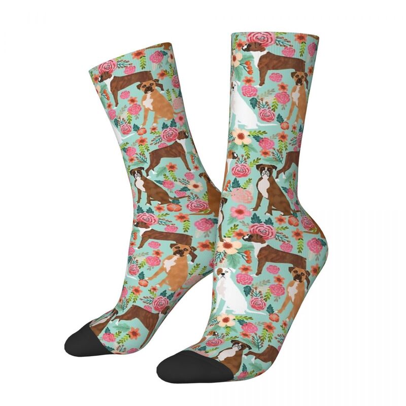 Boxer Floral Dog Breed Gifts Boxer Dogs Must Have Boxers Pet Lover Socks Stockings All Season Long Socks for Man's Woman's Gifts