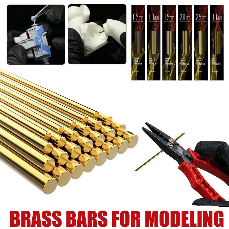 Barras de latão Dspiae BB-Series para modelagem, sem chumbo, Solid Brass Rods, qualidade, 0.5mm, 1.0mm, 1.5mm, 2.0mm, 2.5mm, 3.0mm, 6PCs, 05 30