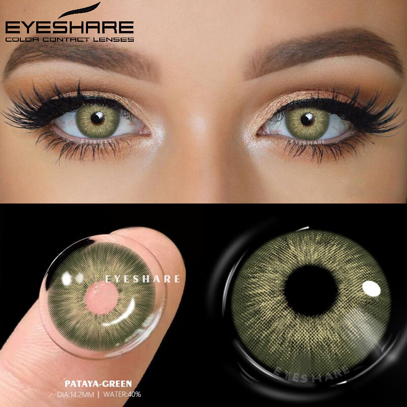 EYESHARE 1 Pasang Lensa Miopia Lensa Kontak Warna untuk Mata dengan Dioptri Resep Yaerly Lensa Coklat Kontak Berwarna Abu-abu