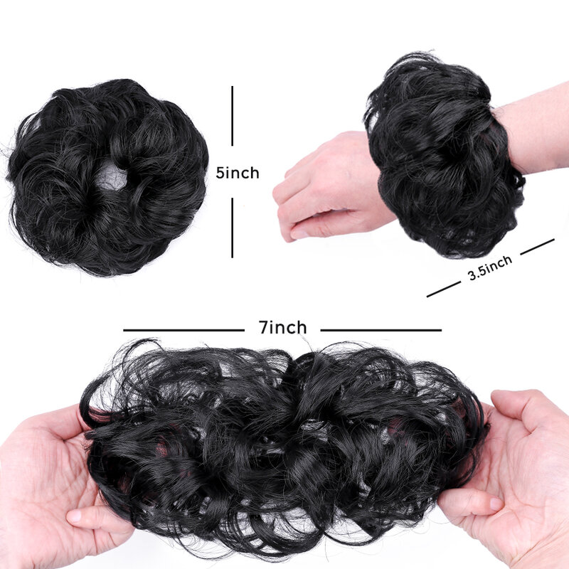 Alileader Synthetic Chignon Hair Extension Curly Fake Hair Bun Short Messy Hair Bun Donuts Elastic Drawstring Ponytail Women