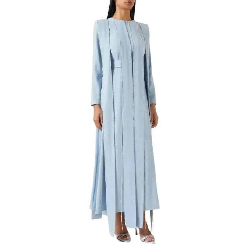 2024 saudi o Hals Abendkleid Langarm Kristall elegantes Ballkleid nah östlichen Frauen besonderen Anlass Abendkleid