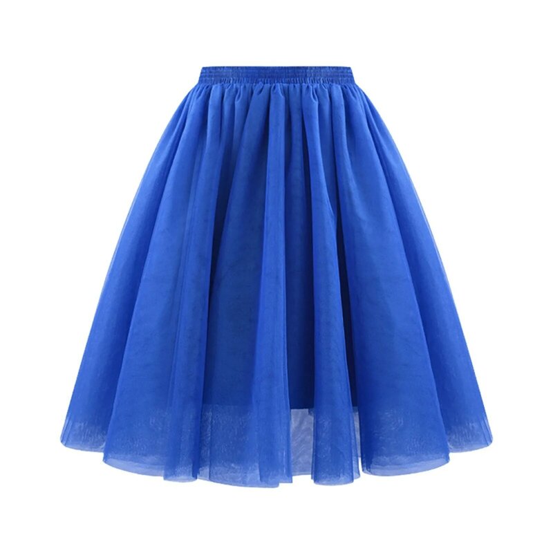 Однотонная сетчатая юбка, новинка, женское мягкое драпированное платье средней длины, мягкая и тихая Стильная летняя большая трапециевидная юбка