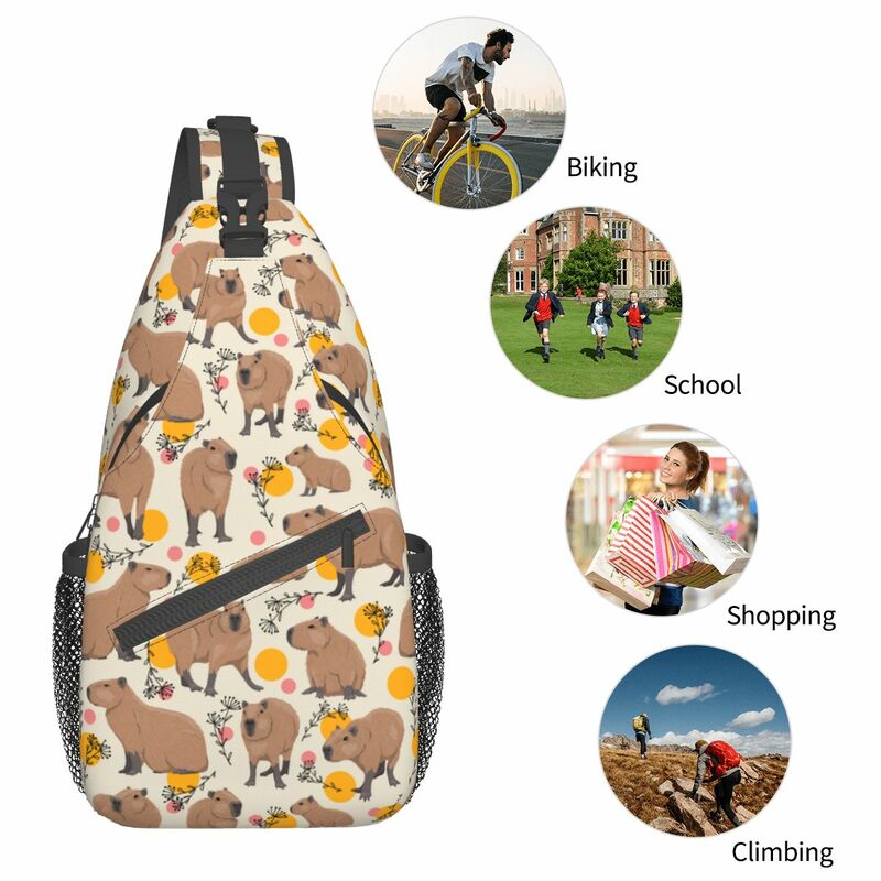 Сумки-слинги с животными capyбара, повседневная нагрудная сумка, рюкзак на плечо дикой Южной Америки, рюкзак для пеших прогулок, велоспорта