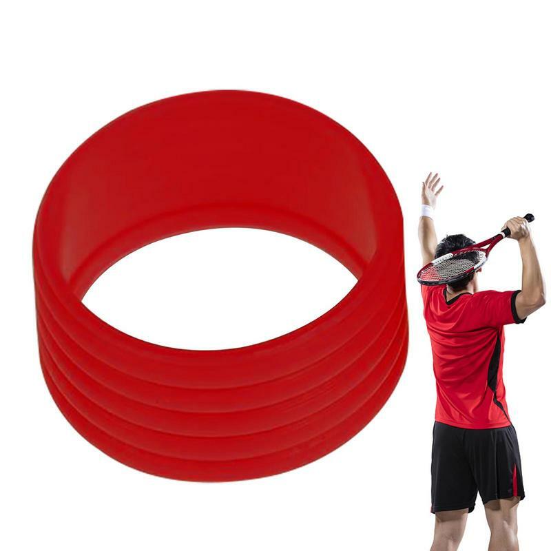 Poignée de raquette de tennis en silicone avec anneau de fermeture, poignée extensible en caoutchouc, absorbant antichoc, nouveau, 4 pièces