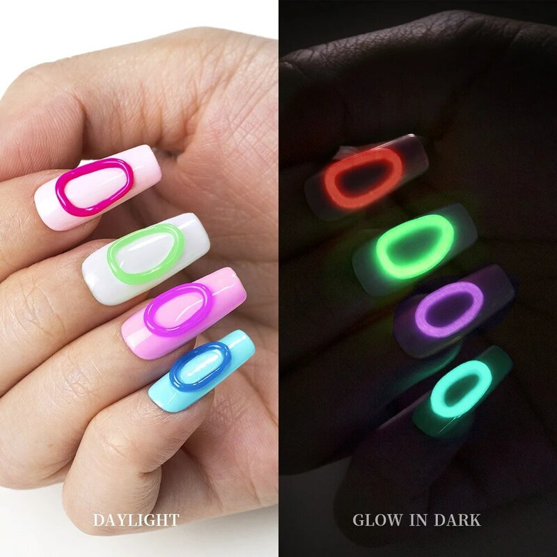 Bozlin leuchtende Antihaft-Hand verlängerung sgel Nagellack 15ml Neon farbe UV-Gel für Nail Art Extension Semi-Permanent Lack