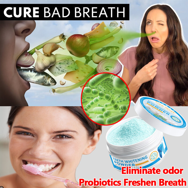 Probioti polvere sbiancante per denti smacchiatore per denti schiarente per denti rimozione intensiva delle macchie riduce l'ingiallimento cura dell'igiene orale