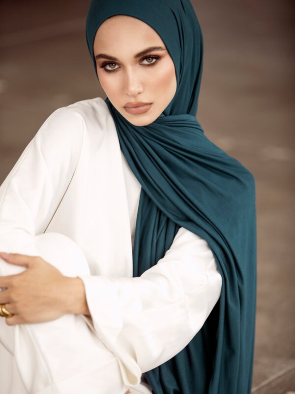 Turbante de algodón mercerizado para mujer, bufanda tipo Hijab de gran tamaño, chal, turbante, pañuelo para la cabeza, Foulard de Ramadán
