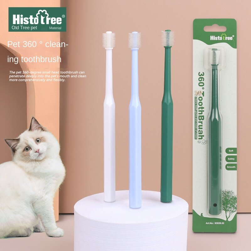 Зубная щетка для домашних питомцев, супермягкая нейлоновая щетинка, зубная щетка для чистки полости рта на 360 градусов и очистки кошек и угрей