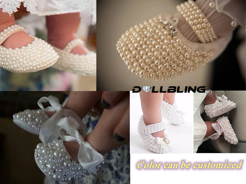 Dollbling Sparkle Pearly Baby Shoes and Headband Newborn Pacifier Gift Set Ivory Bead Designer Brand 0-1Y Girl Crib Ballet Shoes