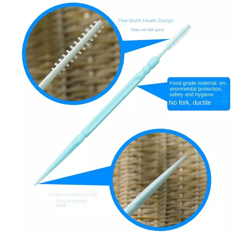 Sikat silikon Interdental 200 unit, sikat tusuk gigi antara gigi silikon tusuk gigi dengan benang alat pembersih mulut