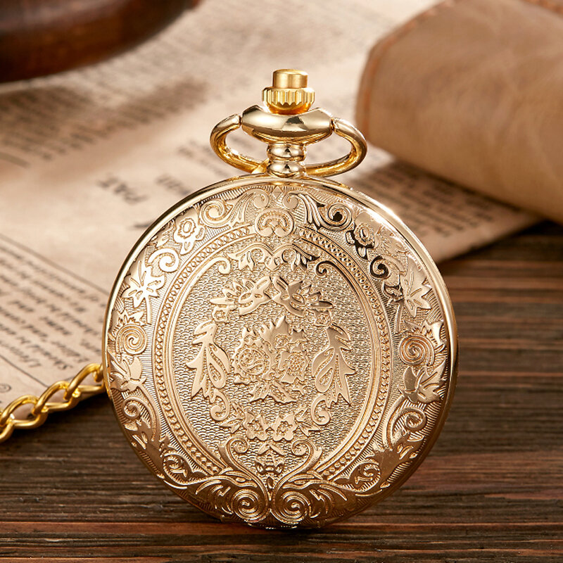 Reloj de bolsillo con diseño Floral para hombre y mujer, pulsera de cuarzo con números arábigos, estilo Steampunk antiguo