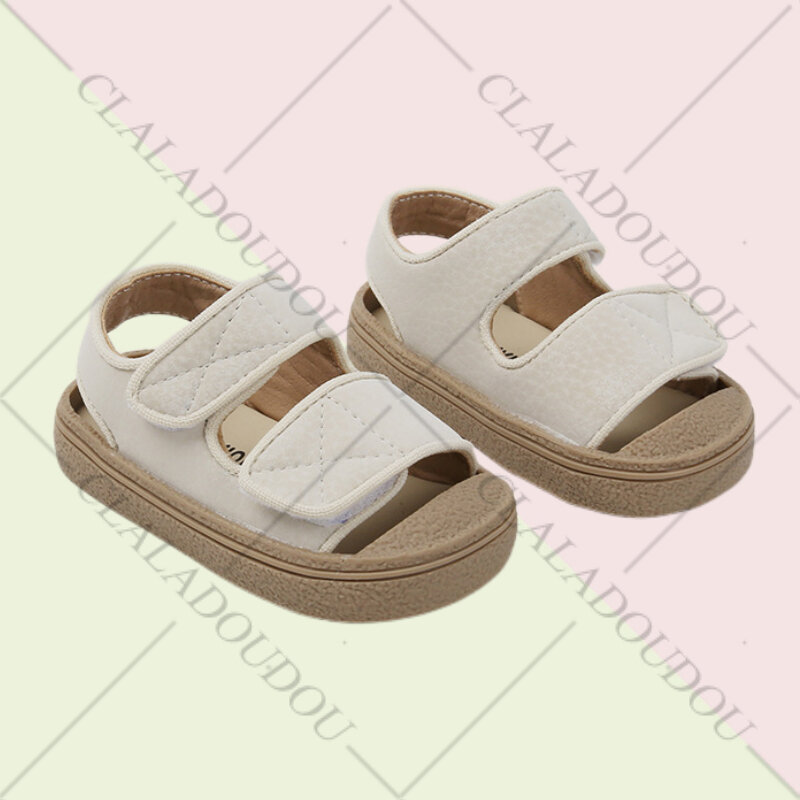 12-16cm Brand Girl's Summer Soft Closed-Toe Sandals,Solid Outdoor Casual Sandals For 0-3years Toddler Boys,Baby Beach Sandals