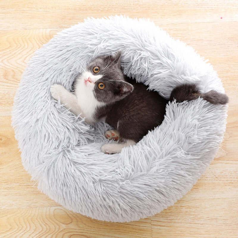 سوبر سرير للقطط الدافئة النوم القط عش لينة طويلة بلوه أفضل كلب سرير للكلاب سلة وسادة سرير للقطط بساط للقطط الحيوانات النوم حتى