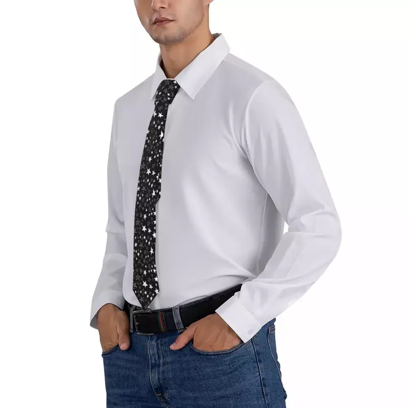 Nocny gwiaździsty krawat niebo proste graficzne krawaty na szyję Retro modny krawat z kołnierzykiem mężczyźni rozrywka akcesoria do krawatów