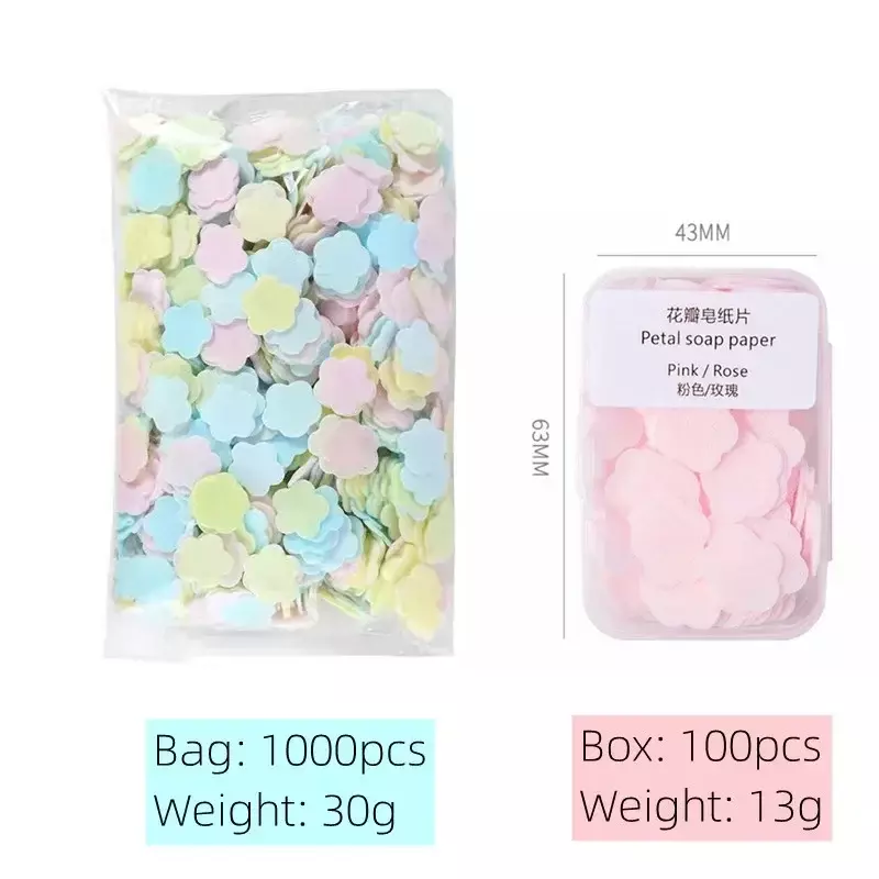 1000 Ps Portable Disposable Paper Soap Travel Soap Sheets Flowers Shape Mini Scented Slice Sheets for Outdoor Washing