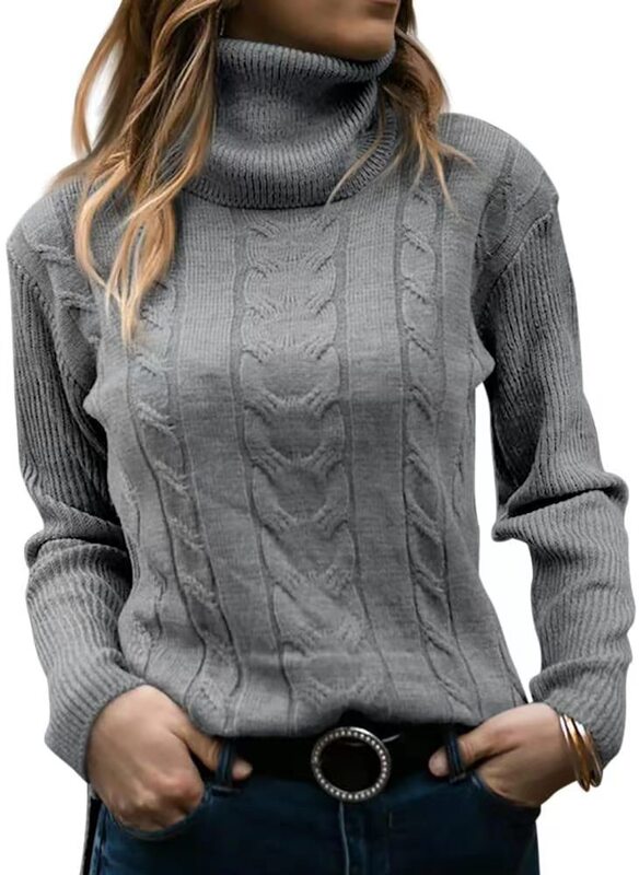 Suéter de punto de cuello alto para mujer, suéter de manga larga Vintage europeo y americano, ropa de otoño e invierno, 2023