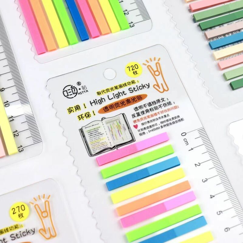 270/720 lembar/Pc stiker transparan neon Index tab bendera catatan lengket alat tulis anak hadiah perlengkapan kantor sekolah