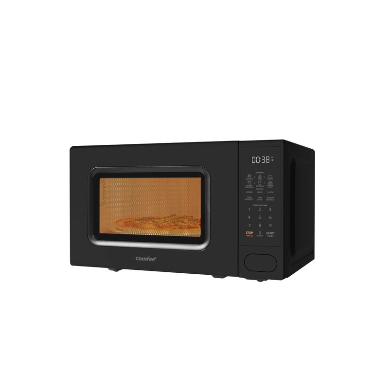 Oven Microwave meja dengan 11 tingkat daya, memasak banyak tahap cepat, fungsi Reset meja putar, 700W, hitam Modern