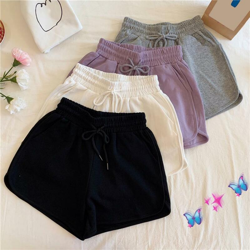 Women Summer Shorts Solid Color High Waist Casual Loose Running Sports Shorts Breathable Streetwear Hot Teens Wide Leg Bottoms