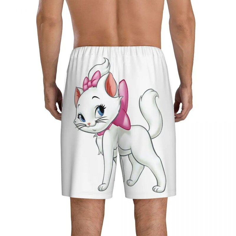 Pantalones cortos de pijama con estampado personalizado para hombre, ropa de dormir de dibujos animados de Aristogatos, Gato María, con bolsillos