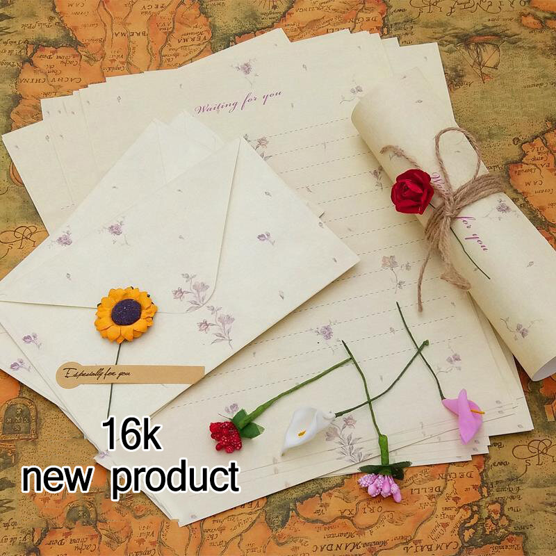 10pcs Elegant Floral Envelopes Letter Paper Fresh Stationery Valentine's Day Lover Holiday Invitation Creative Sunflower 16k