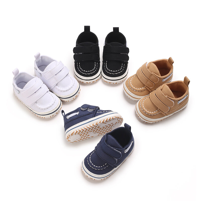 Sapatos brancos simples e versáteis para bebês, sola macia, lona casual, pequeno, novo, 0-18 meses