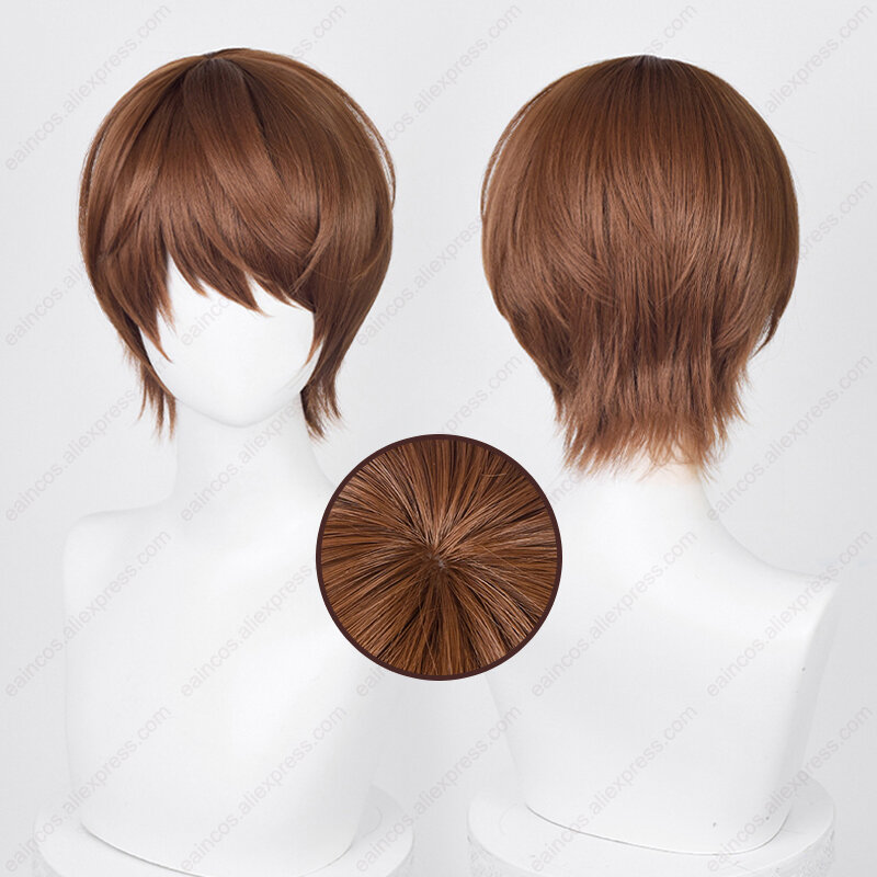 Anime Yagami Light Cosplay Wig 30cm Dark Brown Short Hair Heat Resistant Synthetic Wigs