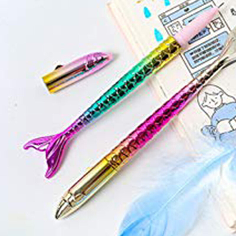 أقلام هلامية بلاستيكية للكتابة بتصميم حورية البحر ، أقلام كروية إبداعية ، حبر أسود ، حرفة جديدة ، محطة ، مكتب ، مدرسة ، هدية أطفال ، من من من من من من من من