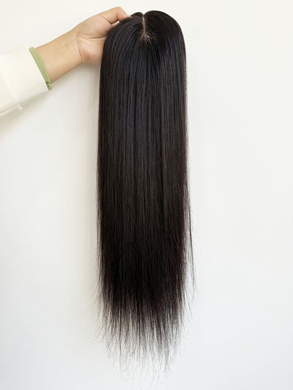 Топ из натуральных человеческих волос, 12 х14 см, 22 дюйма, на шелковой основе, с зажимом, для женщин