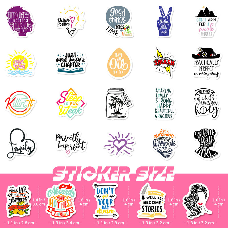 50Pcs English Letters Inspirational Text Series Graffiti Stickers Suitable for Laptop Helmets Desktop Decoration DIY Sticker Toy