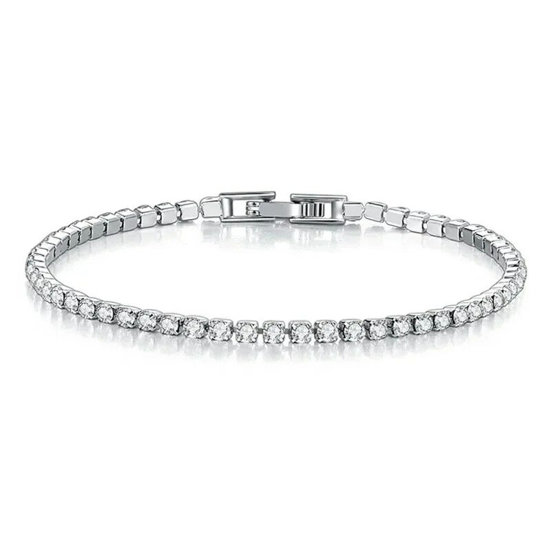 Hot selling 925 sterling silver tennis bracelet shining 2.5mm to 4mm zircon tennis water chain fit holiday birthday gift