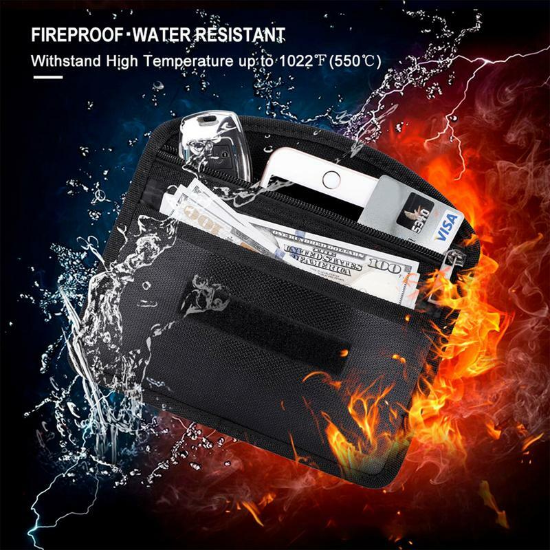 Zippered Fireproof Bag Fire Resistant Document Bag File Holder Non-Itchy Silicone Coated Pouch For Cash Passport Bank Card