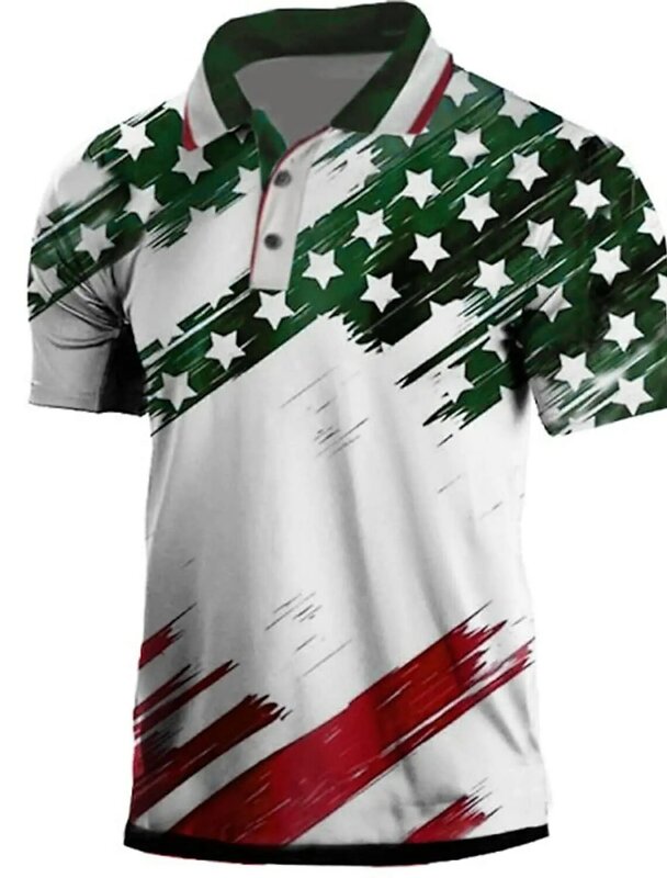 Polo con estampado de bandera nacional para hombre, camisa de Golf con estampado 3D, calle, diario, manga corta, ropa con botones en 3D
