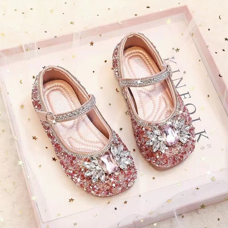 Real photos 2024 Spring New Girls' Princess Shoes Ice And Snow Strange Edge Leather Shoes Single Shoes Girls' Lolita Shoes