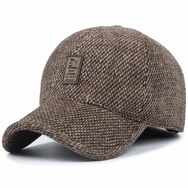 Topi wol Retro untuk pria wanita, topi penutup telinga olahraga bisbol Golf jepret kembali topi ayah penutup telinga