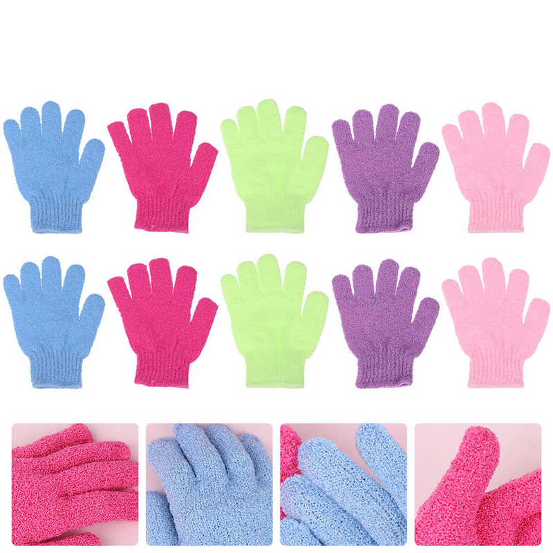 10Pcs Exfoliating Shower Scrub Bath Loofah Glove Kids Gloves Scrubbing Glove Bath Mitts for Shower Body Spa Dead Skin Cell